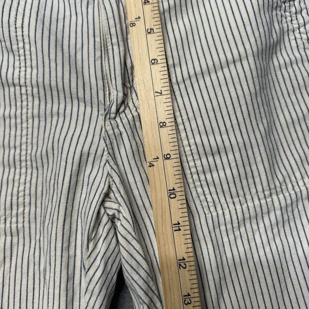 American Eagle Womens 00 Blue White Striped Ankle Pants Straight Casual EUC